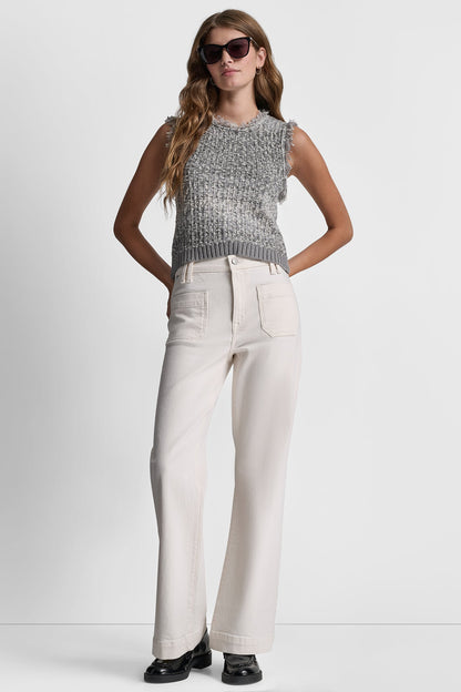 TWEED FRINGE SWEATER WITH LOGO CHARM