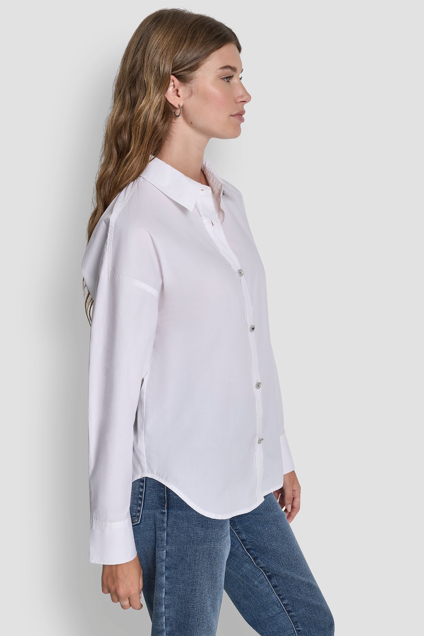 LONG SLEEVE RHINESTONE BUTTON FRONT SHIRT