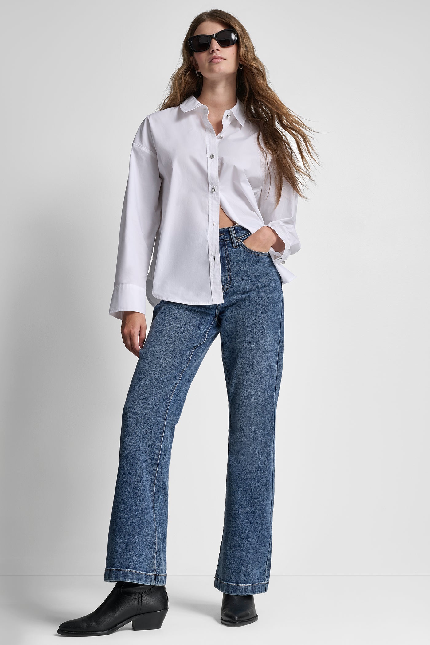 LONG SLEEVE RHINESTONE BUTTON FRONT SHIRT