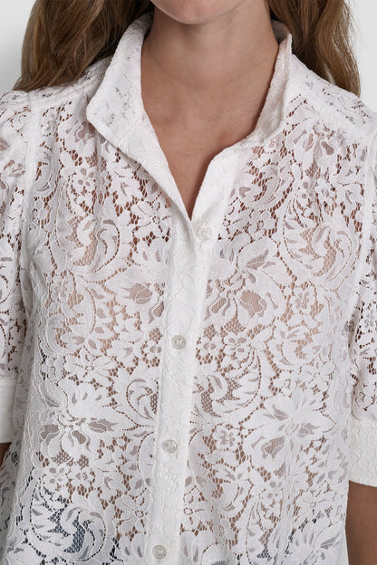 LACE PUFF SLEEVE SHIRT