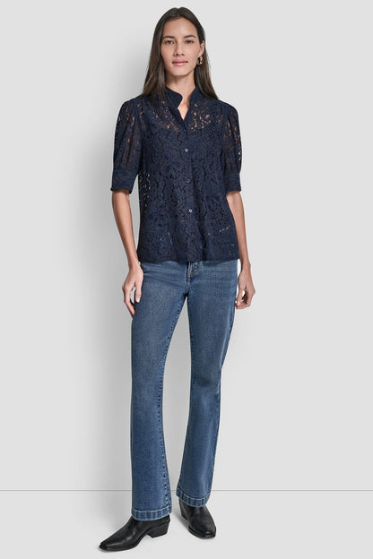 LACE PUFF SLEEVE SHIRT