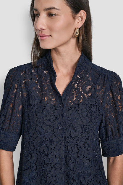 LACE PUFF SLEEVE SHIRT