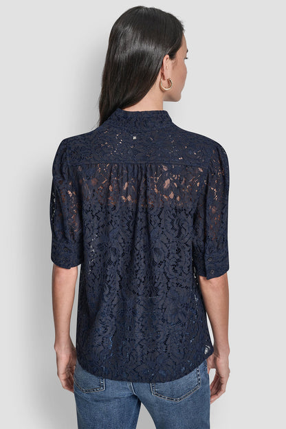 LACE PUFF SLEEVE SHIRT