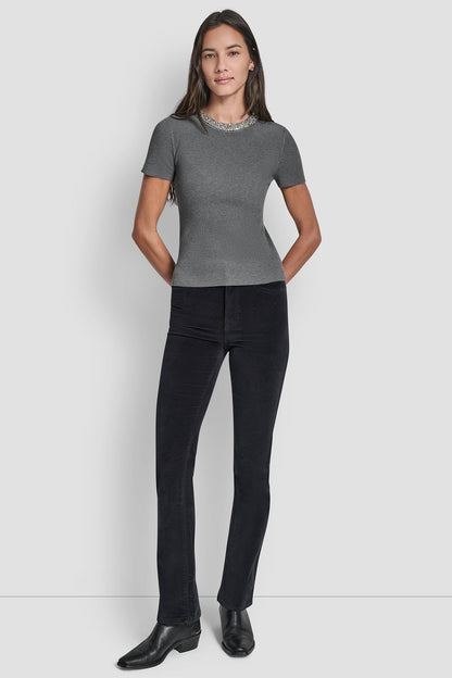 SWEATER WITH EMBELLISHED NECKLINE