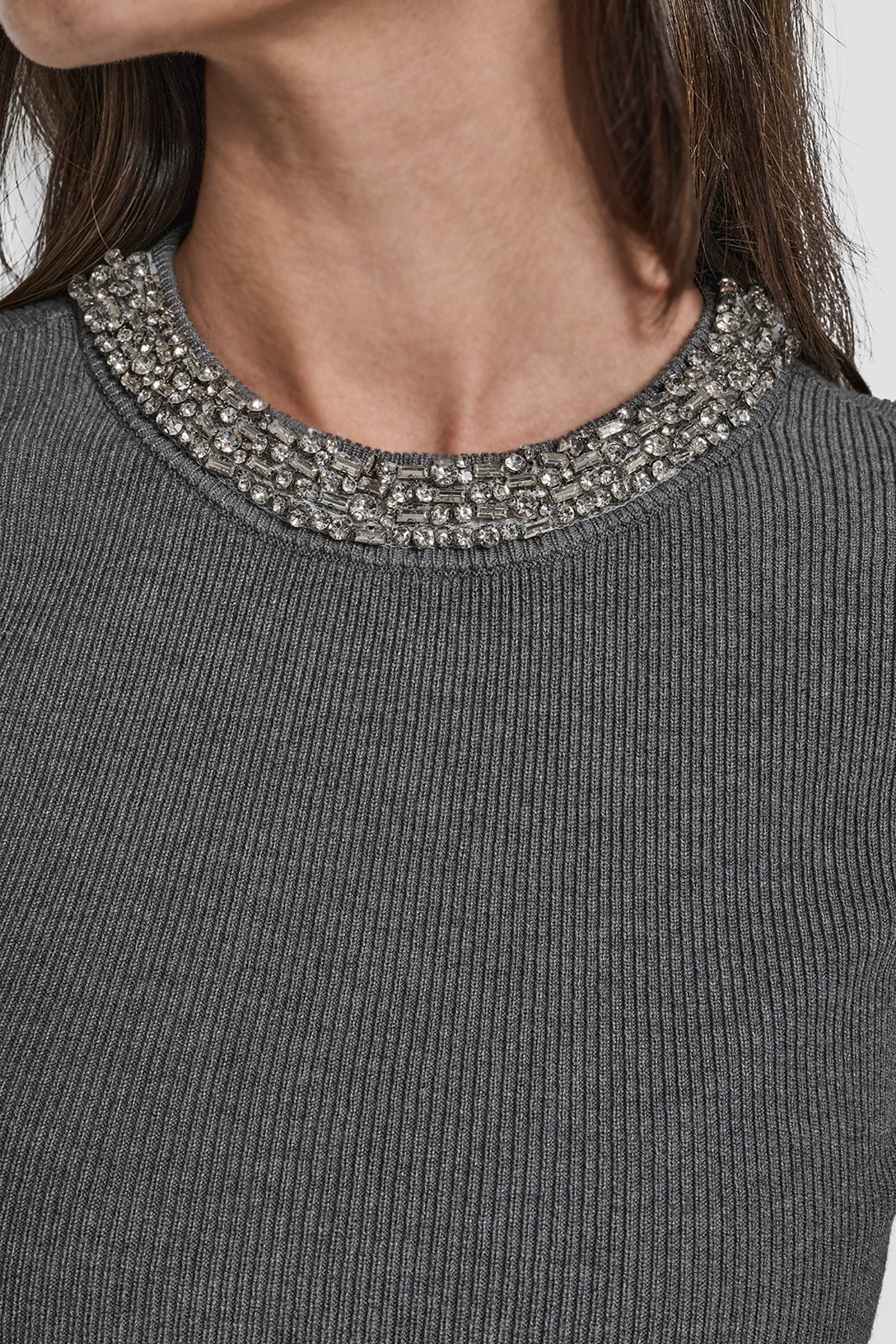SWEATER WITH EMBELLISHED NECKLINE