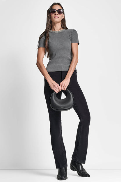 SWEATER WITH EMBELLISHED NECKLINE