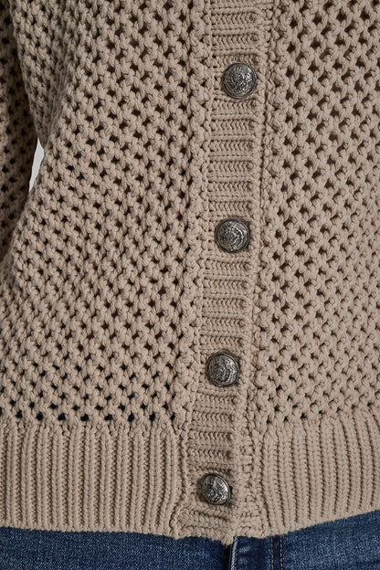TEXTURED BUTTON FRONT SWEATER JACKET