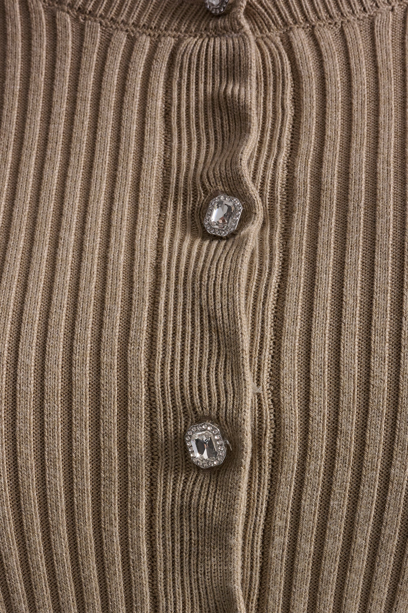 FLARE SLEEVE CARDIGAN WITH RHINESTONE BUTTON