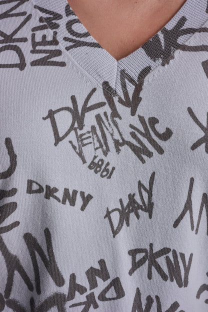 LOGO PRINTED V NECK PULLOVER