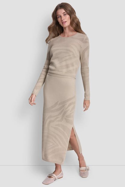 ZEBRA POINTELLE MIDI SKIRT