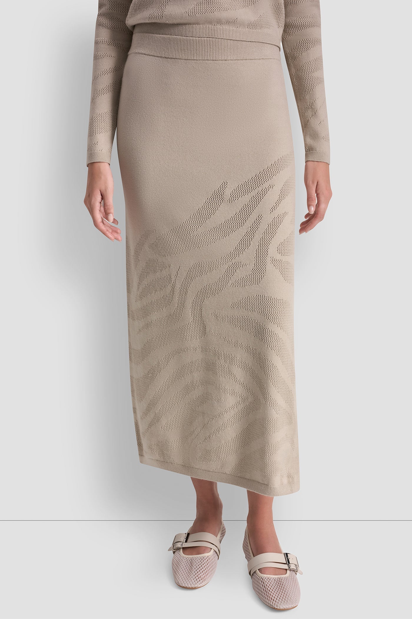 ZEBRA POINTELLE MIDI SKIRT