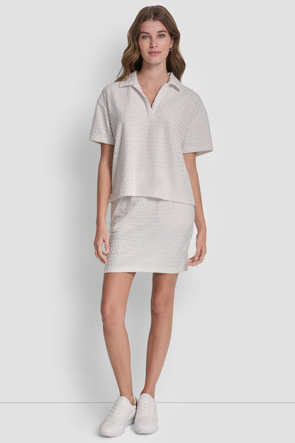 LOGO JACQUARD BOXY POLO TEE