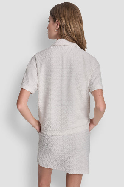 LOGO JACQUARD BOXY POLO TEE