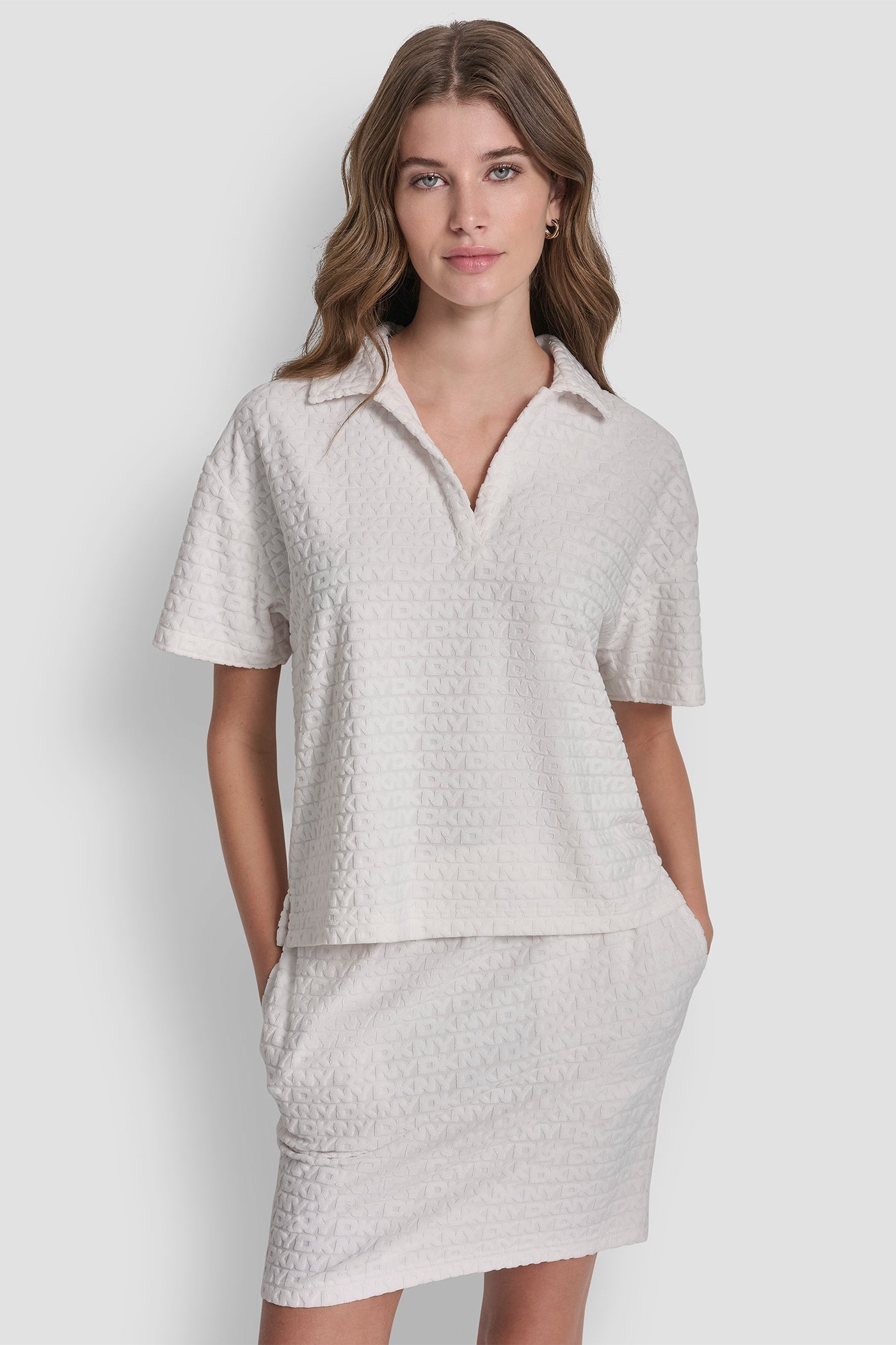 LOGO JACQUARD BOXY POLO TEE