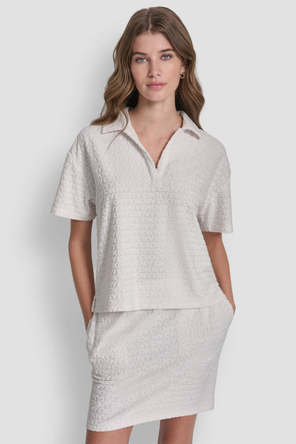 LOGO JACQUARD BOXY POLO TEE
