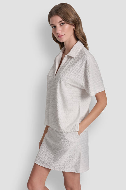 LOGO JACQUARD BOXY POLO TEE