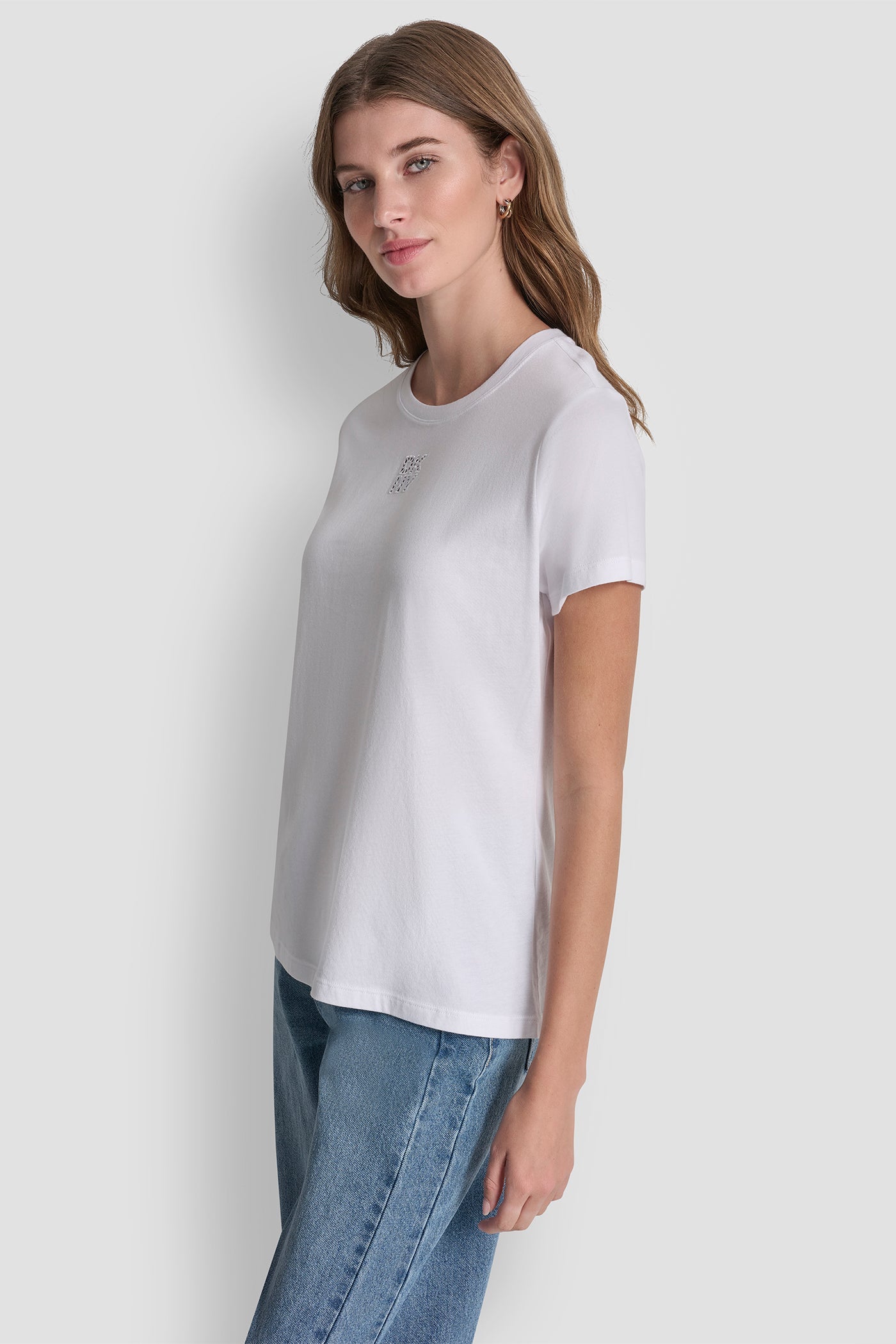 DKNY STACKED EYELET LOGO TEE