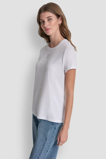 DKNY STACKED EYELET LOGO TEE