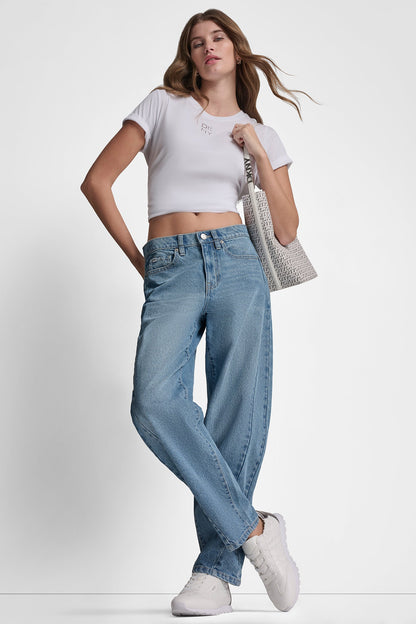 DKNY STACKED EYELET LOGO TEE