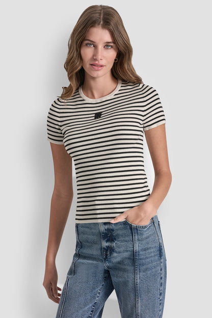 CREW NECK STRIPED TEE