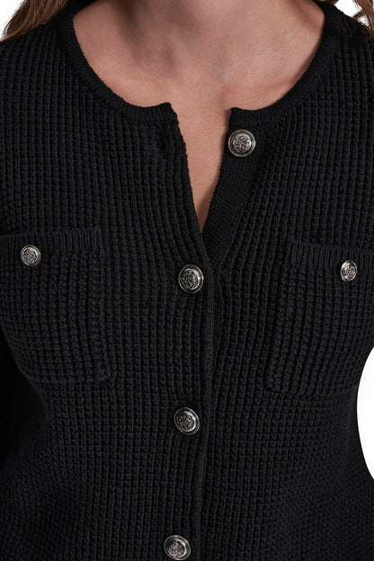 TUCK STITCH CREW NECK CARDIGAN