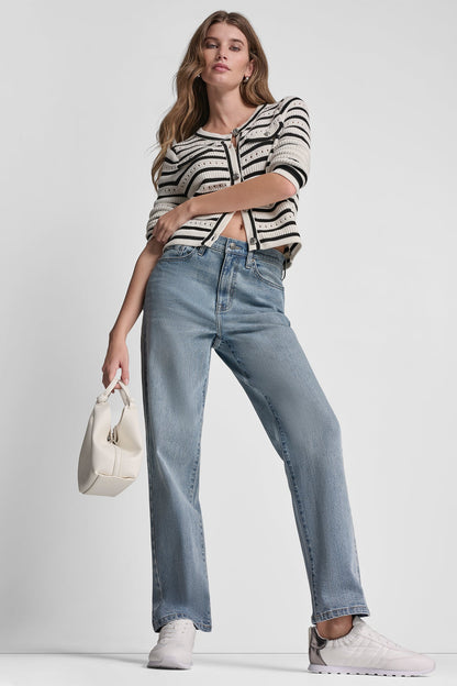 POINTELLE STRIPED CARDIGAN