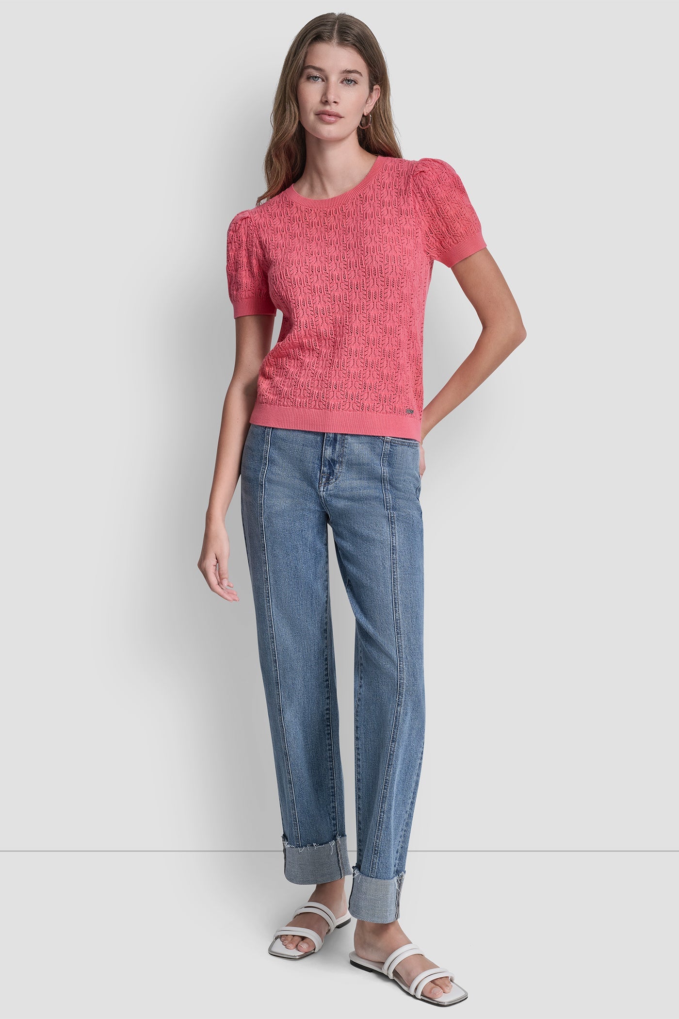 LACE POINTELLE STITCH SWEATER