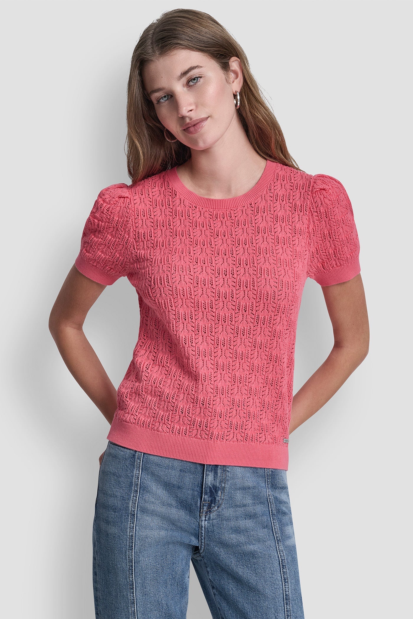 LACE POINTELLE STITCH SWEATER