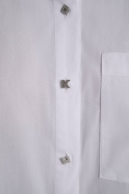 POPLIN SHIRT WITH RHINESTONE BUTTONS