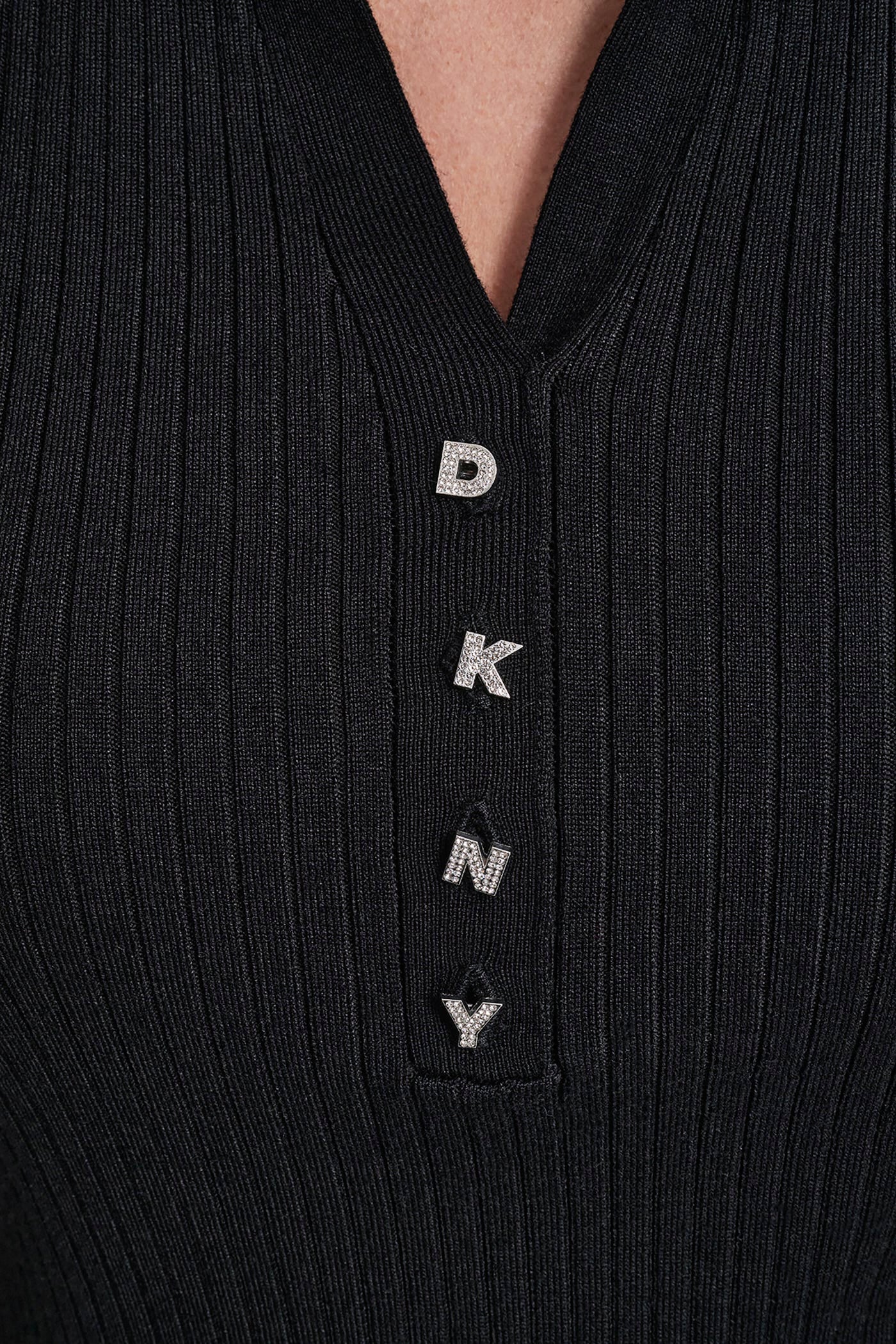 RIBBED POLO WITH RHINESTONE BUTTONS
