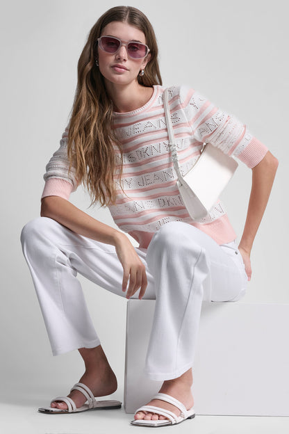 LOGO POINTELLE STRIPED SWEATER