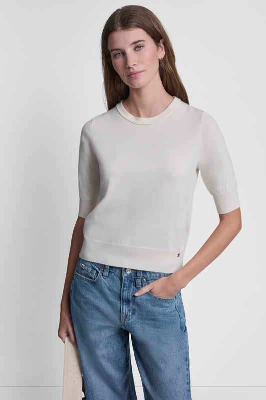 ELBOW SLEEVE CREW NECK SWEATER