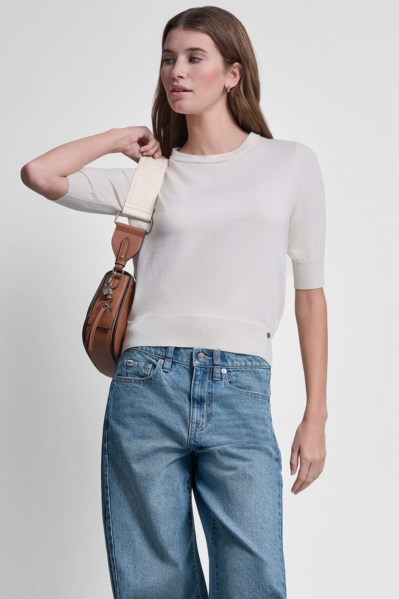 ELBOW SLEEVE CREW NECK SWEATER