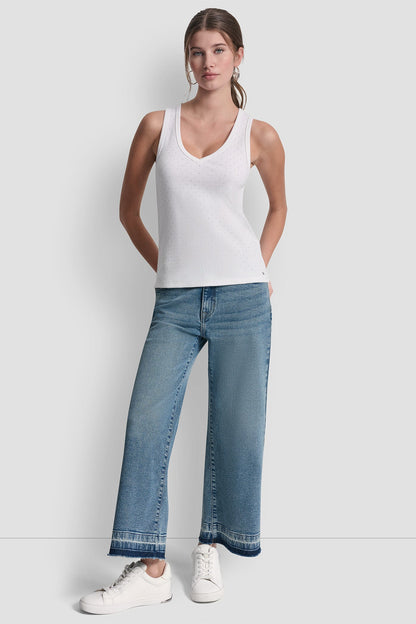 RHINESTONES V-NECK TANK