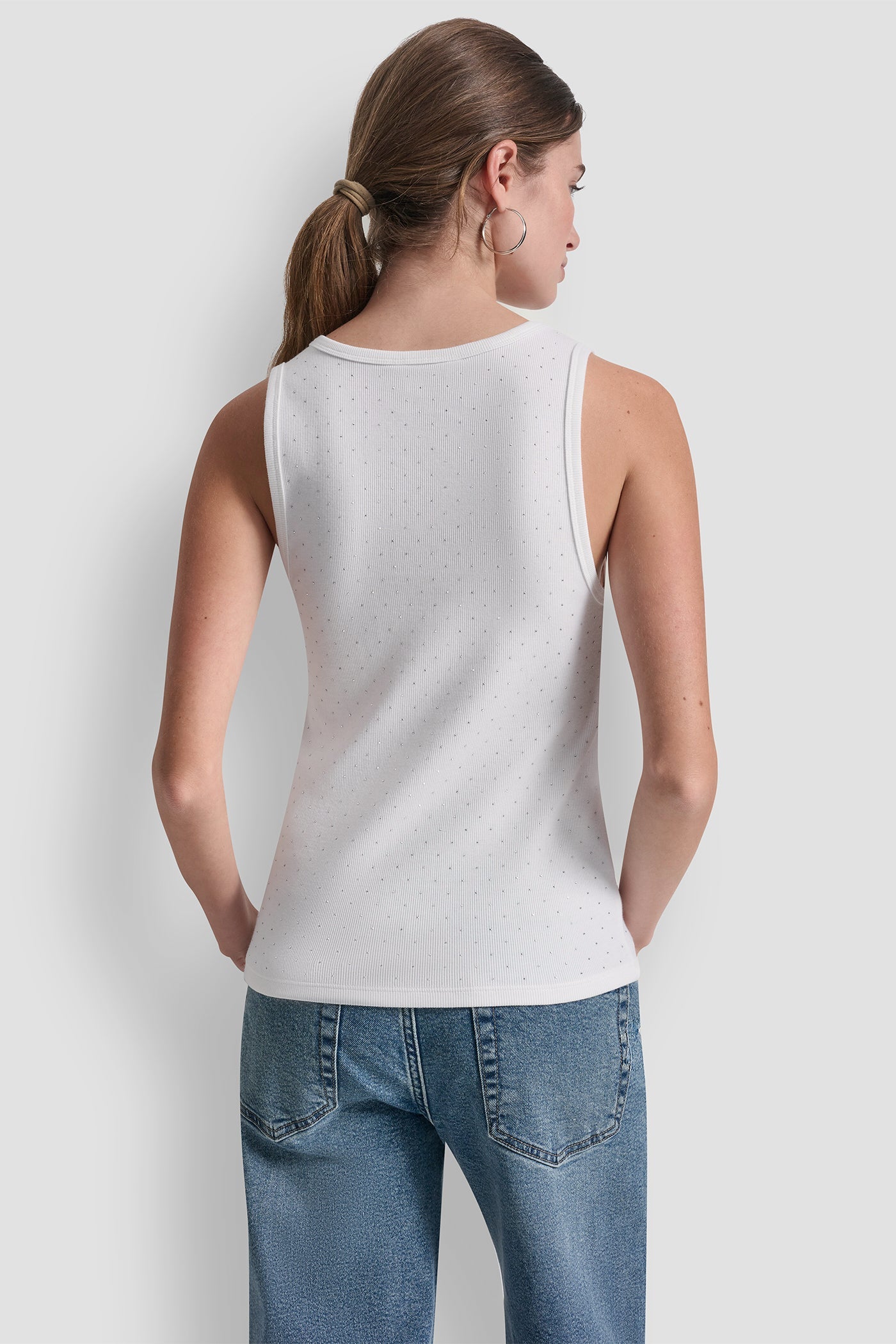 RHINESTONES V-NECK TANK