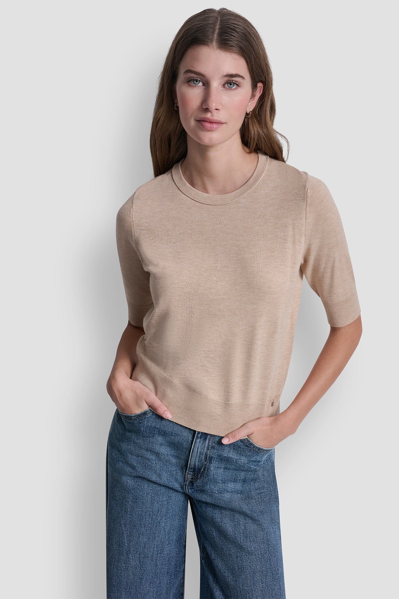 ELBOW SLEEVE CREW NECK SWEATER