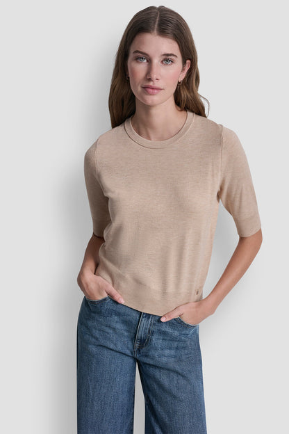 ELBOW SLEEVE CREW NECK SWEATER
