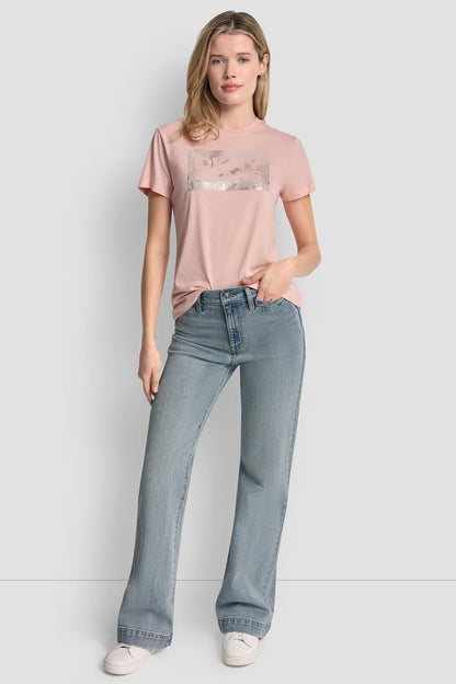 DKNY JEANS STACK LOGO RHINESTONE TEE