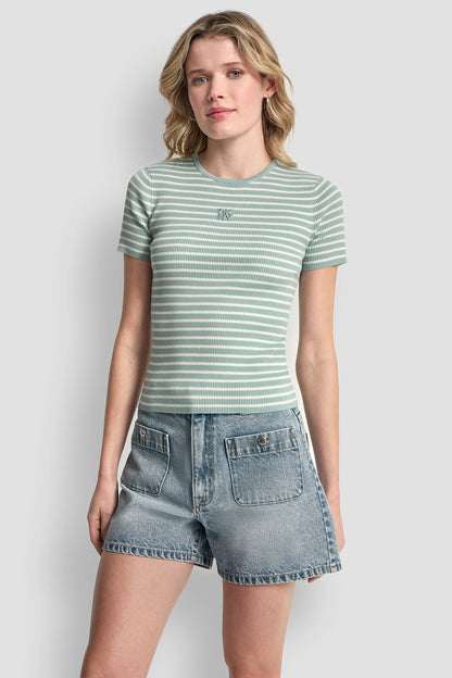 CREW NECK STRIPED TEE