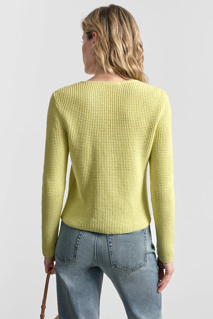 TUCK STITCH CREW NECK CARDIGAN