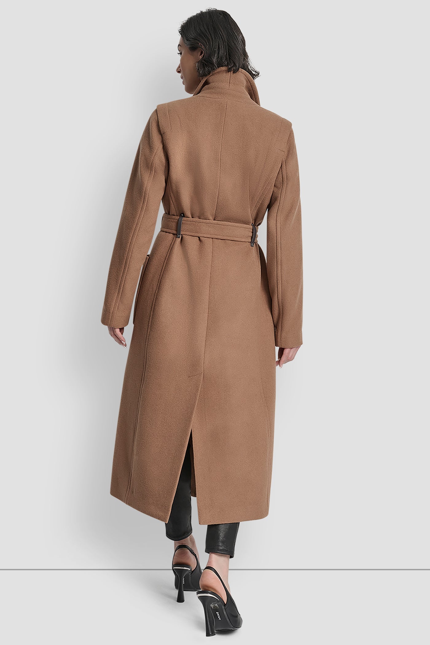LONG WOOL TAILORED TIE WAIST COAT
