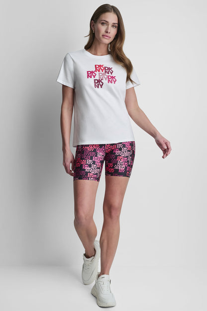 DKNY CAMO MIXED MEDIA LOGO TEE