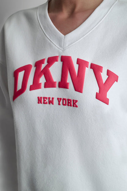 PUFF VARSITY LOGO V-NECK PULLOVER