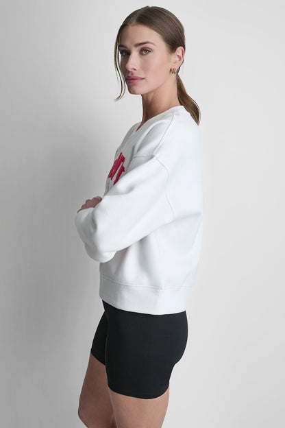 PUFF VARSITY LOGO V-NECK PULLOVER
