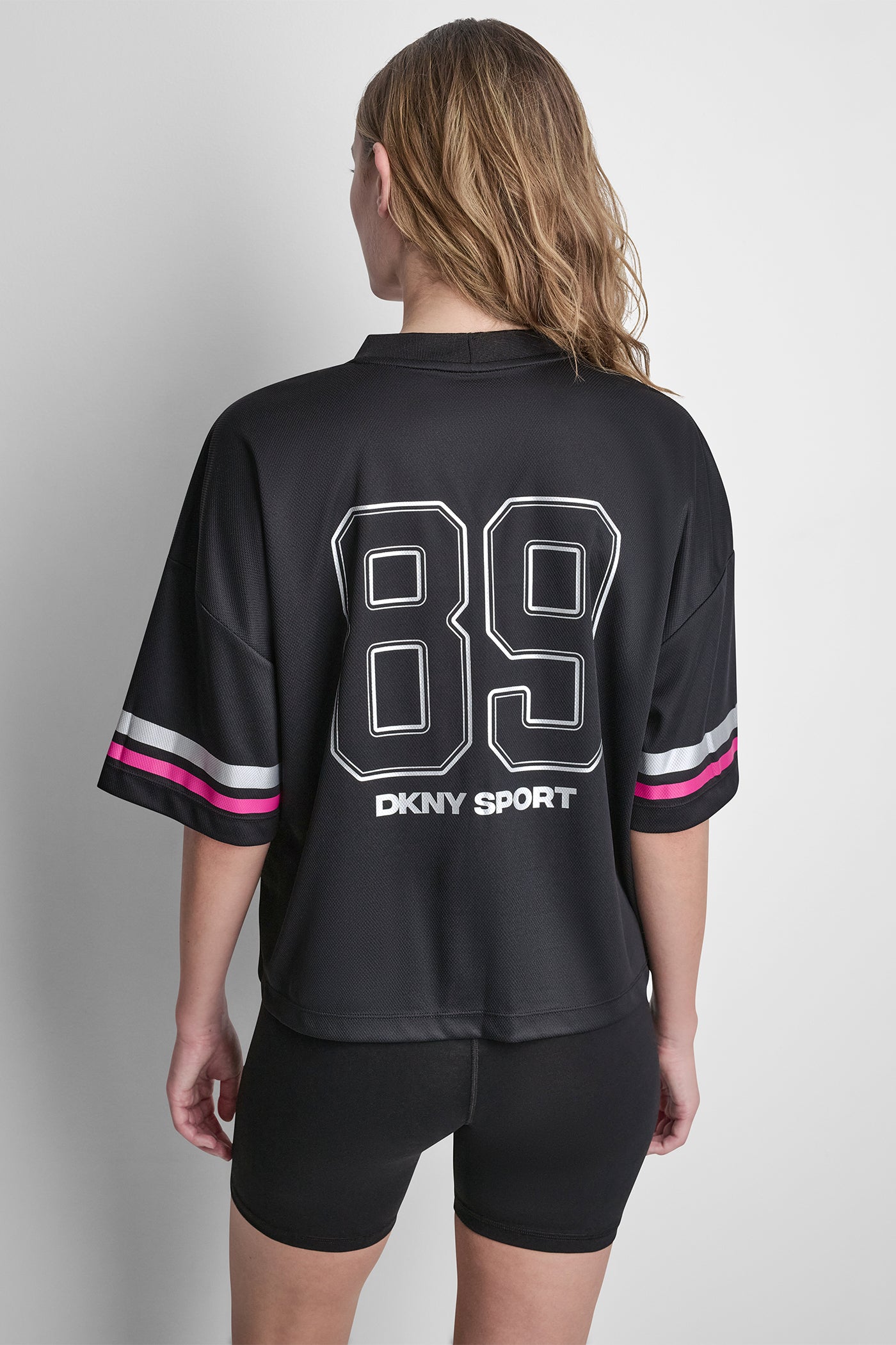 RHINESTONE VARSITY LOGO V-NECK JERSEY