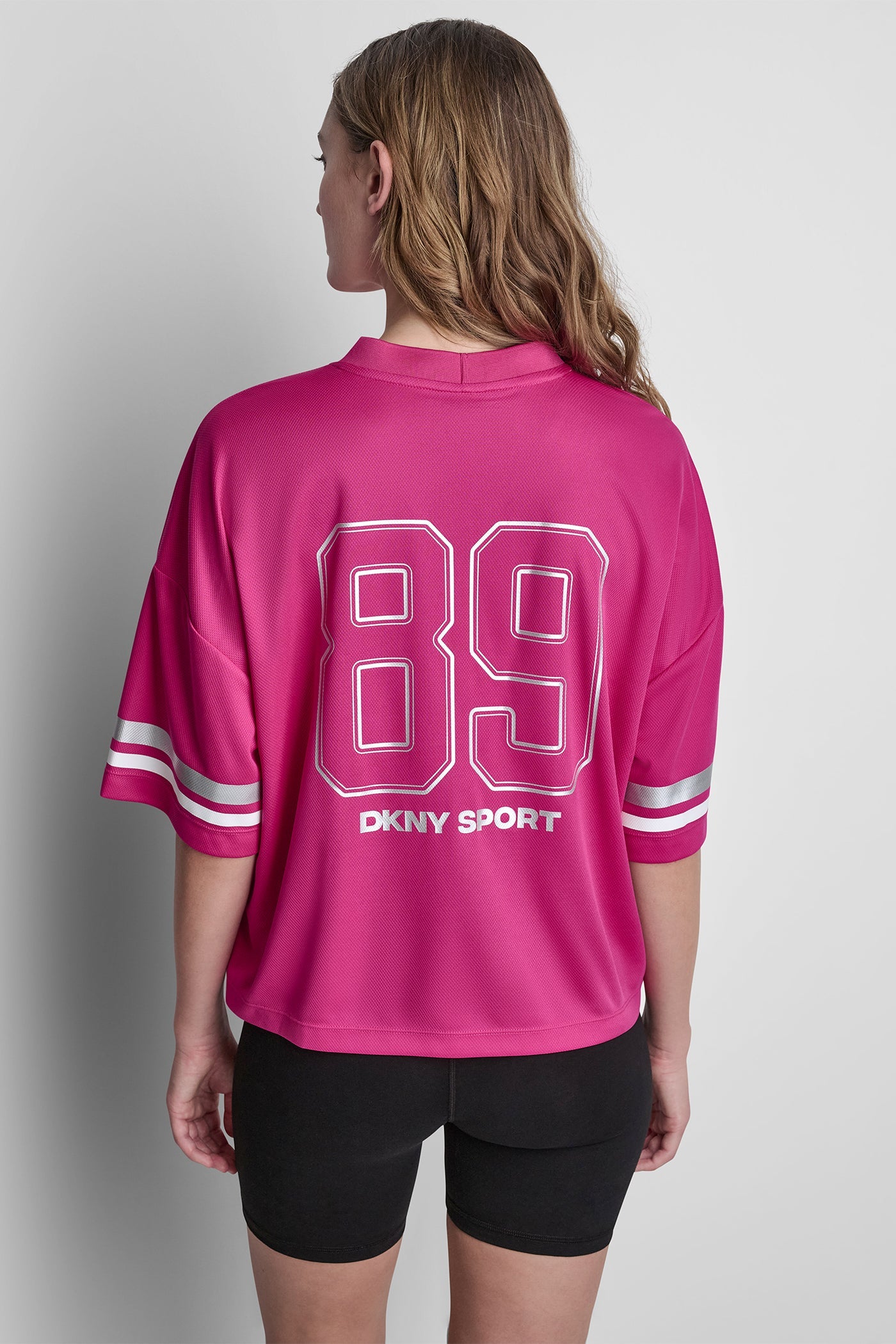 RHINESTONE VARSITY LOGO V-NECK JERSEY