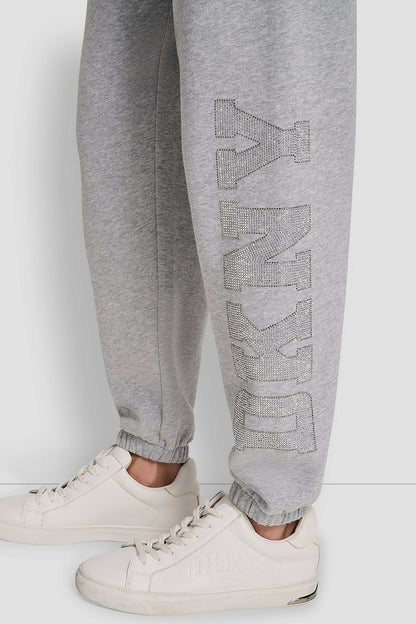 EXPLODED RHINESTONE VARISTY LOGO HIGH-RISE RELAXED