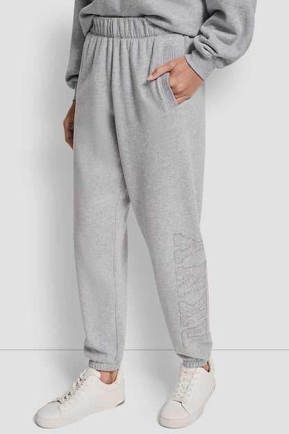 EXPLODED RHINESTONE VARISTY LOGO HIGH-RISE RELAXED