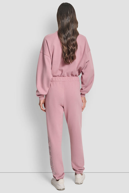 EXPLODED RHINESTONE VARISTY LOGO HIGH-RISE RELAXED