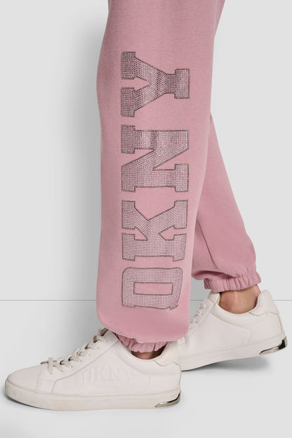 EXPLODED RHINESTONE VARISTY LOGO HIGH-RISE RELAXED